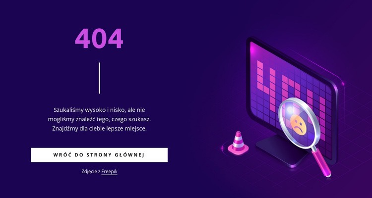 Niestandardowa strona 404 Makieta strony internetowej