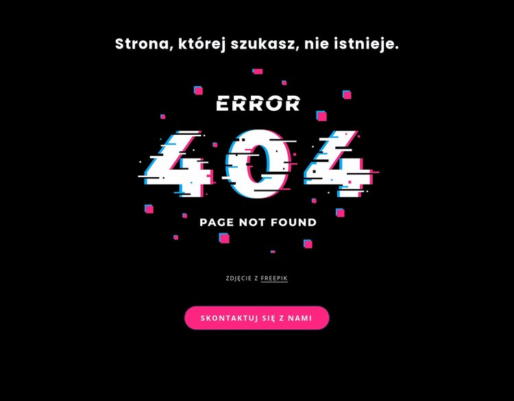 404 nie znaleziono komunikatu o błędzie Makieta strony internetowej