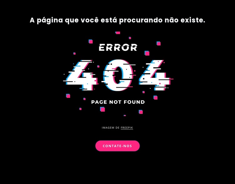 Mensagem de erro 404 não encontrada Design do site