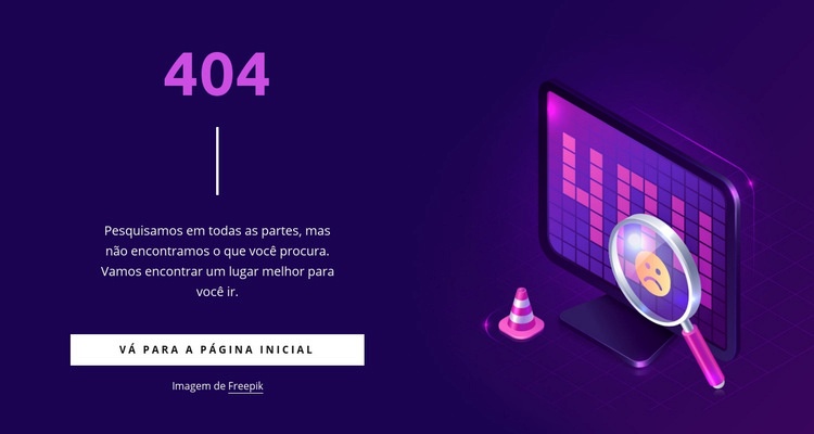 Página 404 personalizada Maquete do site