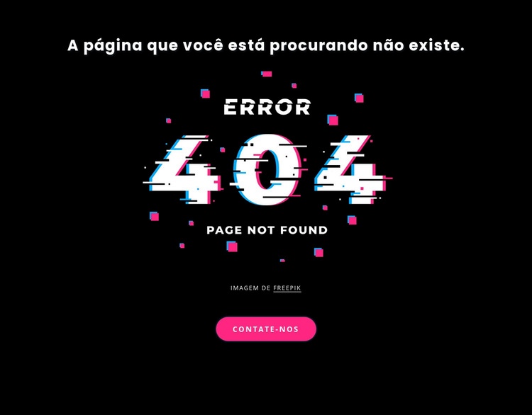 Mensagem de erro 404 não encontrada Modelo HTML5