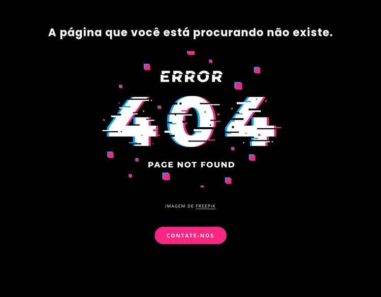 Mensagem de erro 404 não encontrada Modelo de uma página