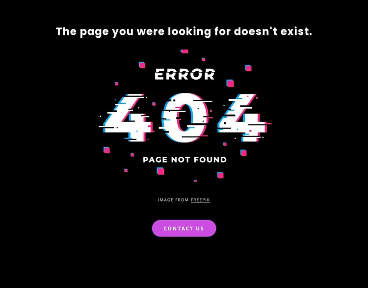 404 hittades inte felmeddelande Html webbplatsbyggare