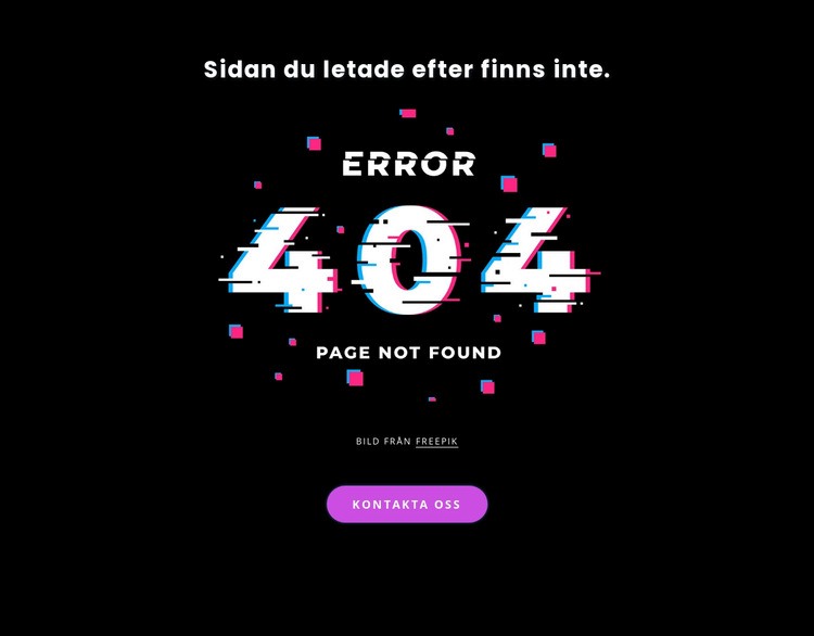404 hittades inte felmeddelande Webbplats mall
