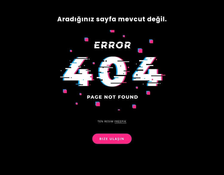 404 bulunamadı hata mesajı CSS Şablonu