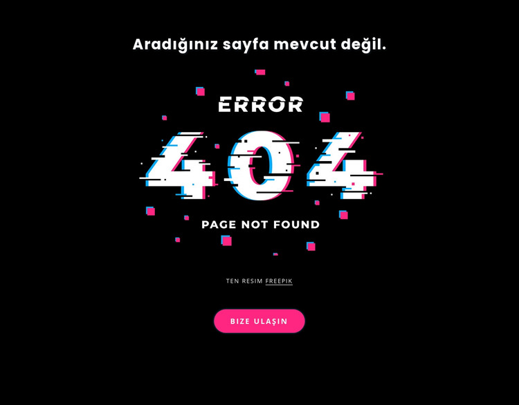 404 bulunamadı hata mesajı HTML Şablonu
