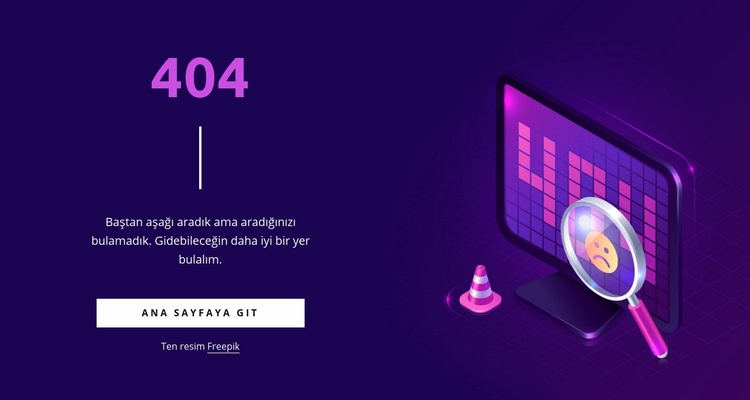 Özel 404 sayfası Html Web Sitesi Oluşturucu