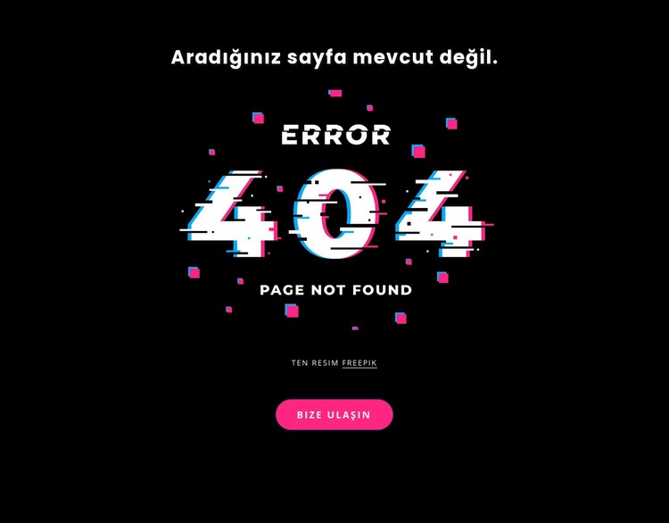 404 bulunamadı hata mesajı Bir Sayfa Şablonu
