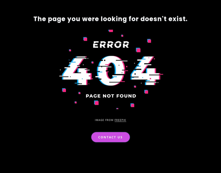 404 not found error message Website Mockup