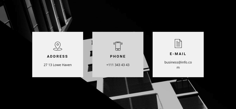 Address, phone and email Homepage Design