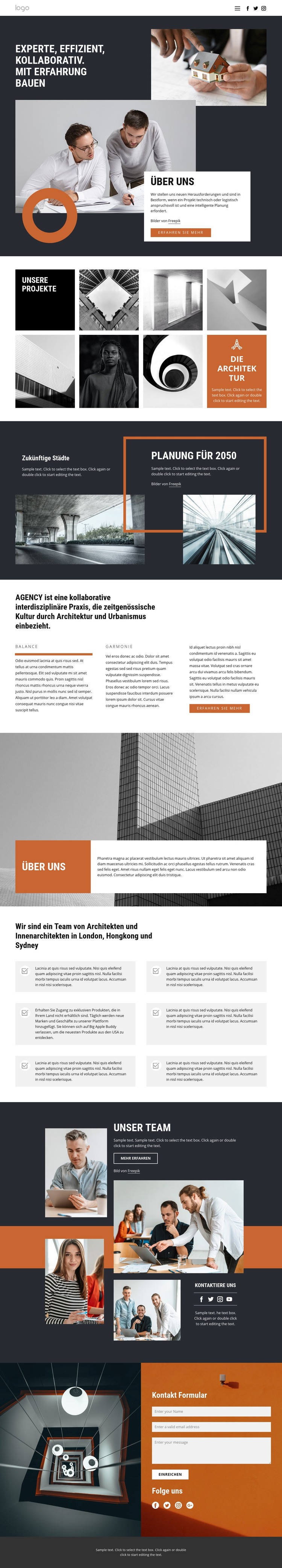 Architekten Designgruppe Website Builder-Vorlagen