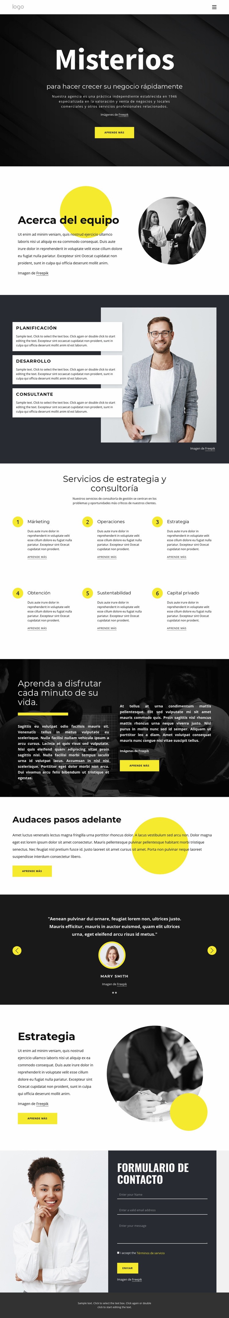 Secretos del crecimiento empresarial Creador de sitios web HTML