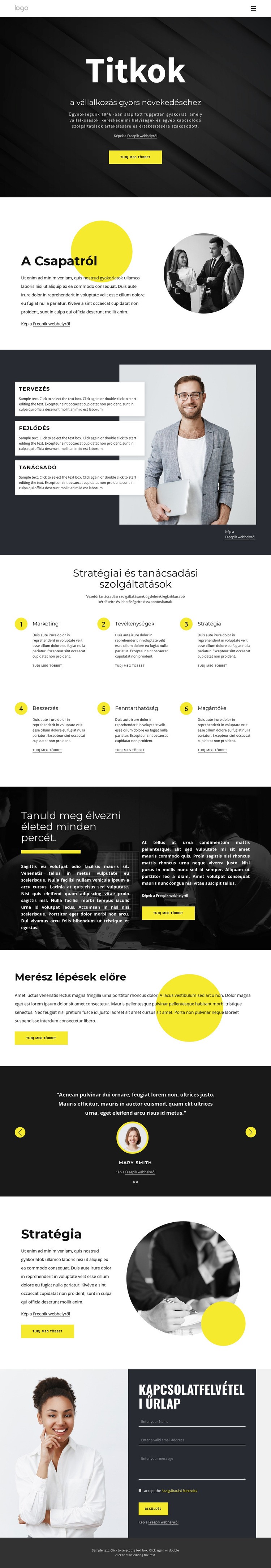 A növekvő üzlet titkai HTML Sablon