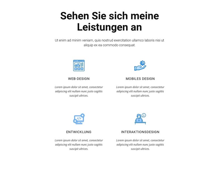 Schauen Sie sich meine Leistungen an HTML-Vorlage