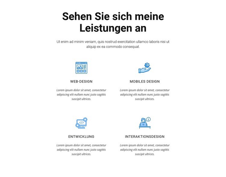 Schauen Sie sich meine Leistungen an Landing Page