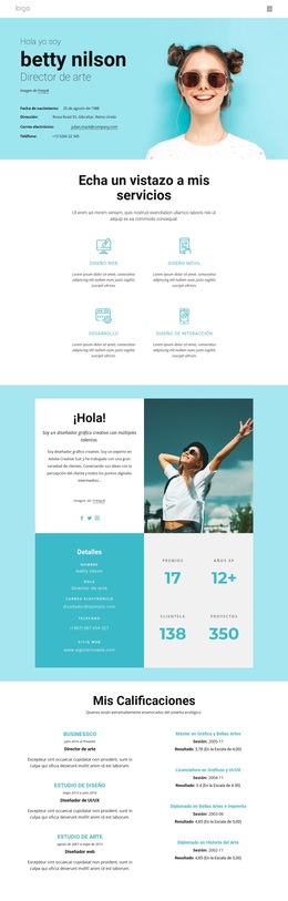 Página Personal De Betty Nilson - Plantilla De WordPress