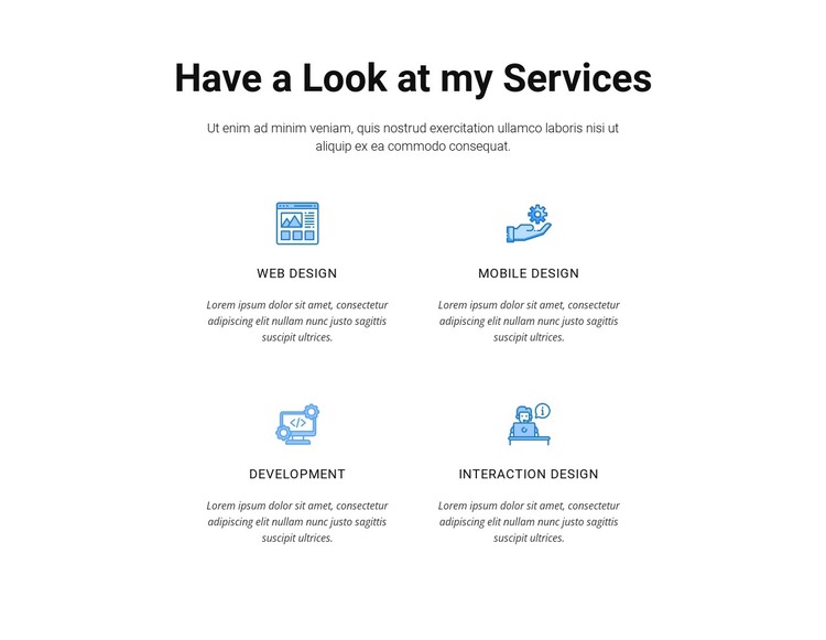 Have a look at my services HTML Template