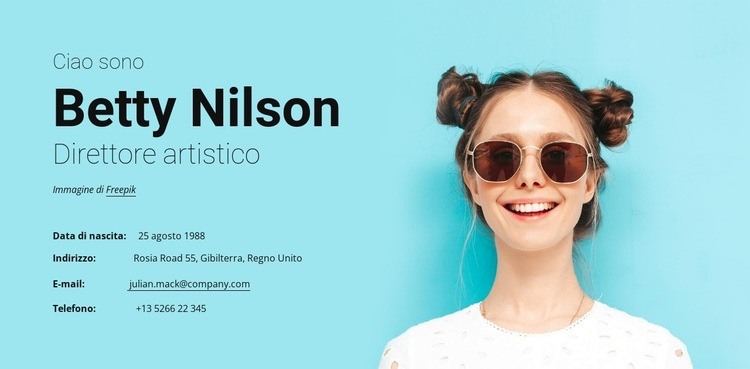 Profilo del direttore artistico Mockup del sito web