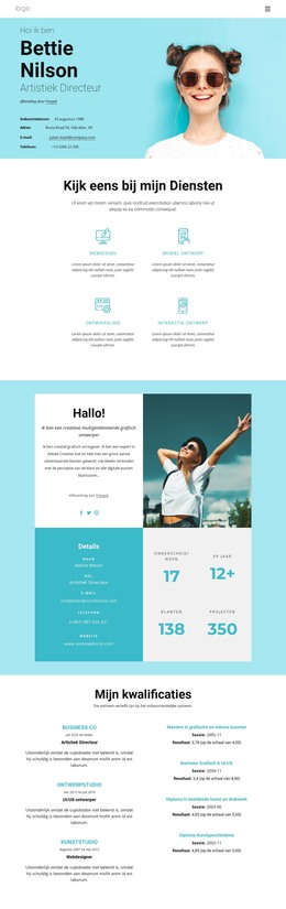 Betty Nilson Persoonlijke Pagina - HTML-Website-Indeling