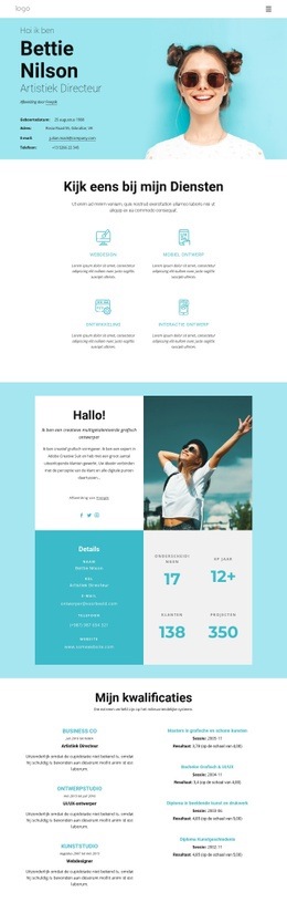 Websiteontwerp Betty Nilson Persoonlijke Pagina Voor Elk Apparaat