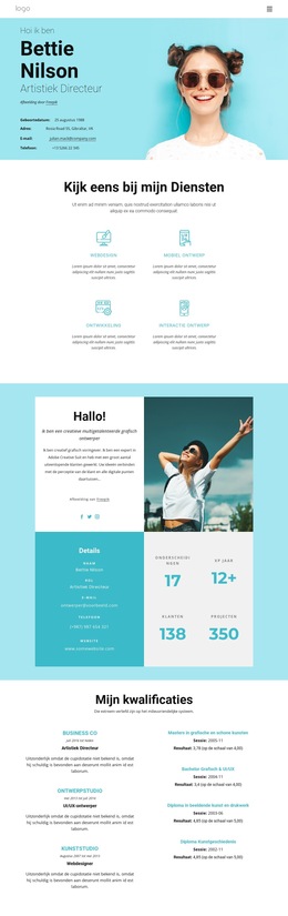 Betty Nilson Persoonlijke Pagina - Websjabloon