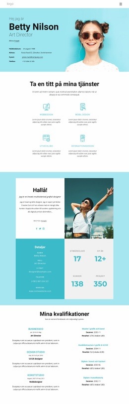 Webbplatsdesign Betty Nilson Personlig Sida För Alla Enheter