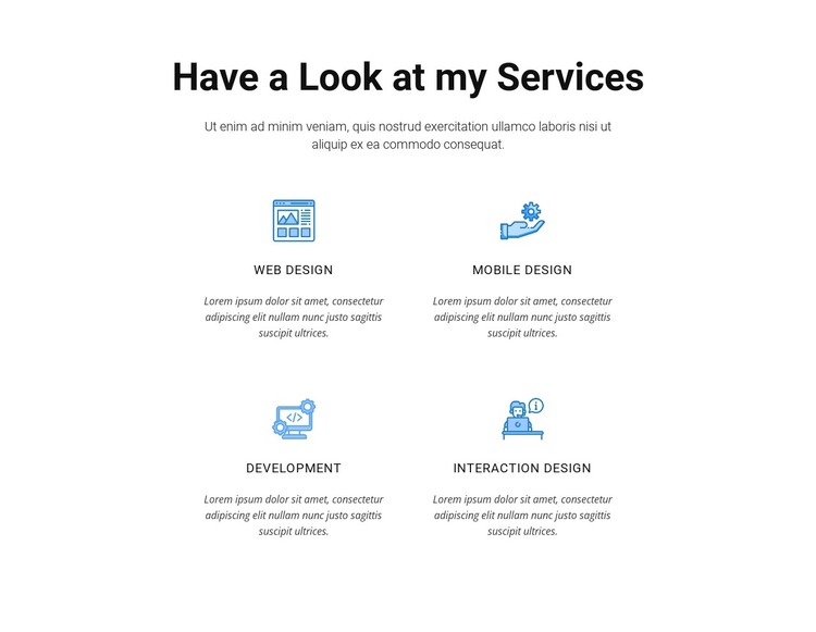 Have a look at my services WordPress Theme
