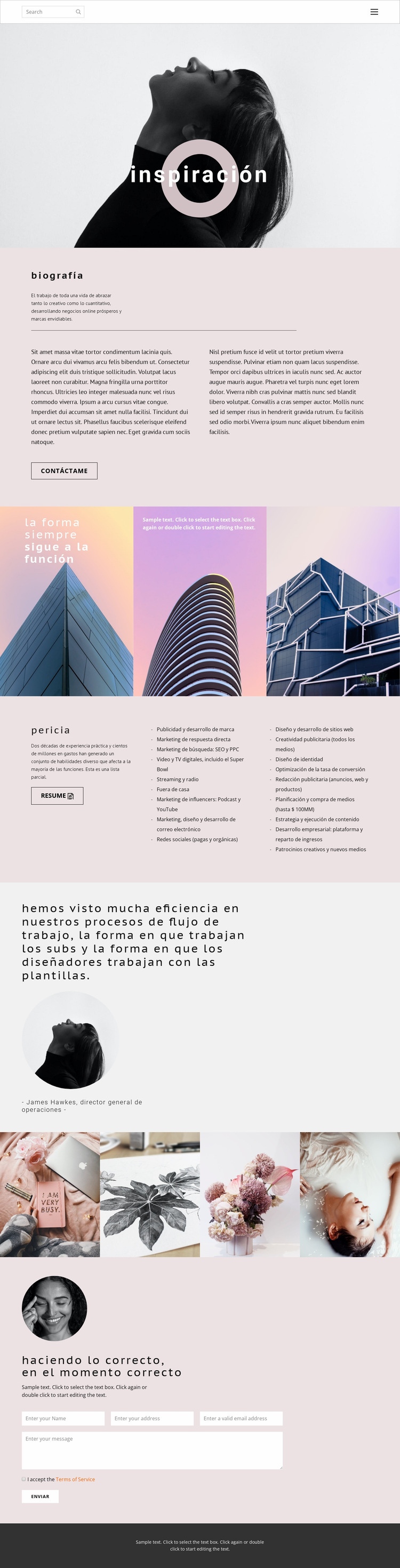 Avance de la inspiración Creador de sitios web HTML