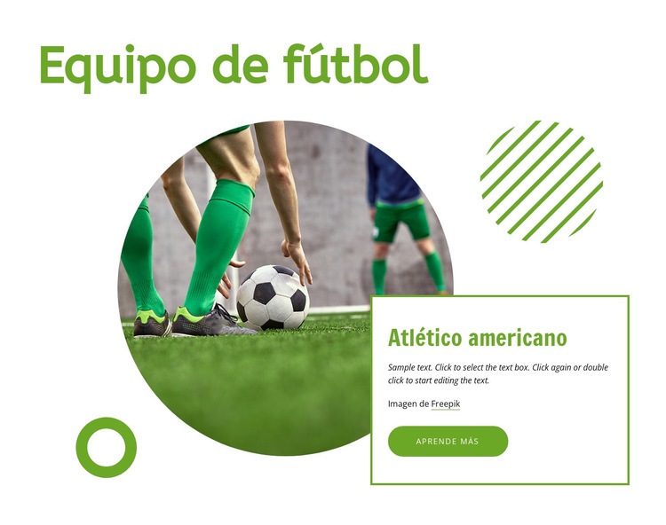 Equipo de fútbol Maqueta de sitio web