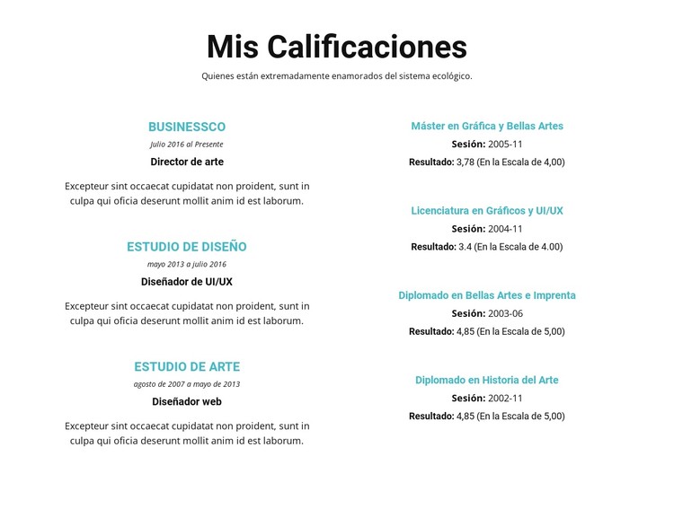 Resumen de calificaciones Plantilla CSS