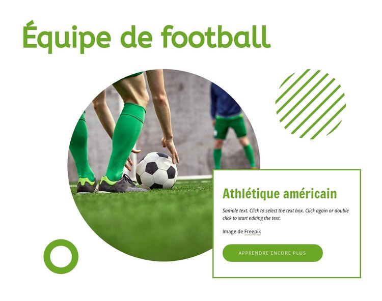 Équipe de football Maquette de site Web