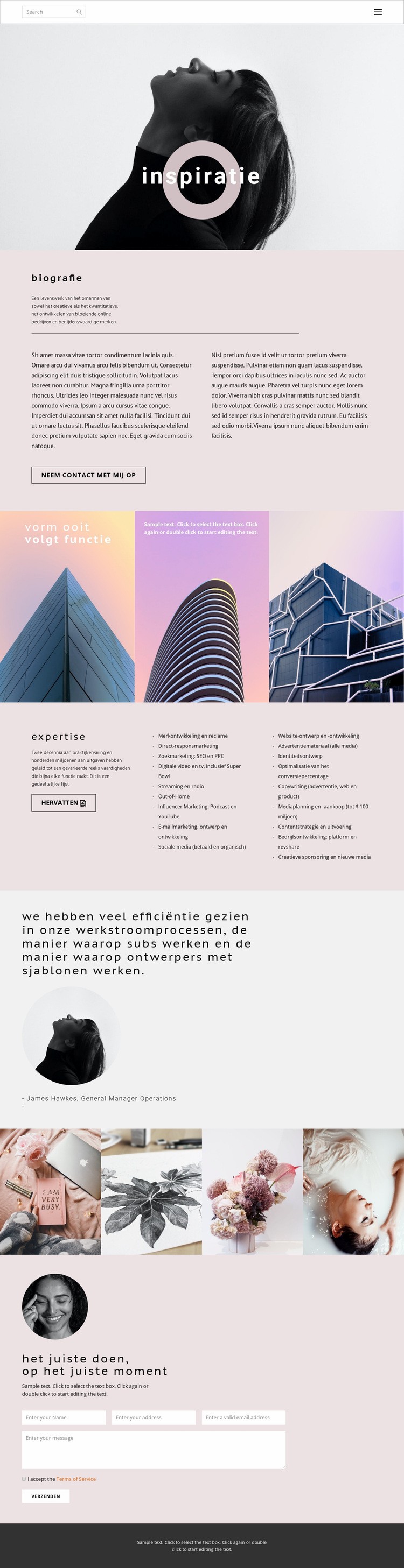 Inspiratie vooraf Website mockup