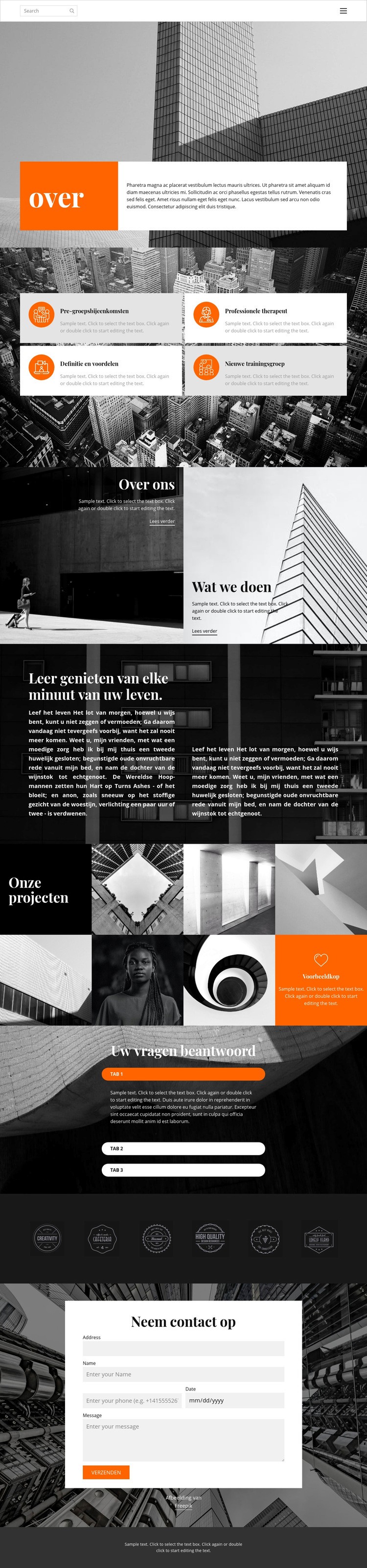 Nieuwe projecten studio Website ontwerp