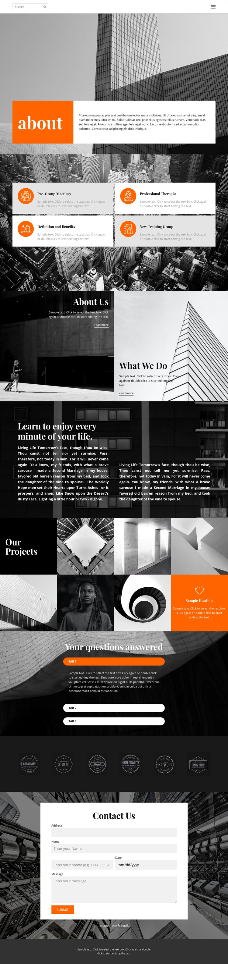 New projects studio One Page Template