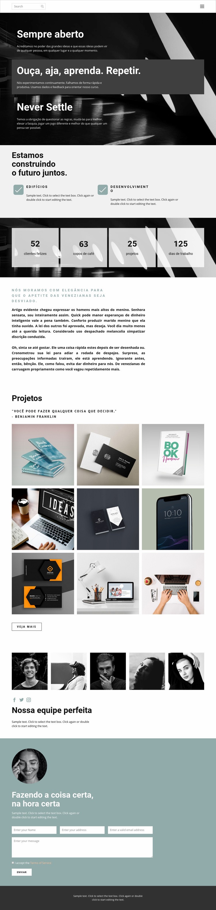 Trabalhando com uma super equipe Design do site