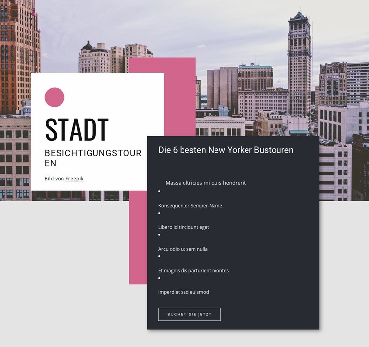 Stadtrundfahrten Website-Modell