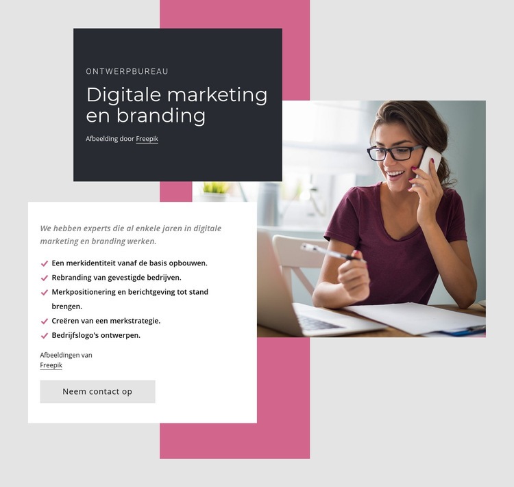 Digitale marketing en branding Bestemmingspagina