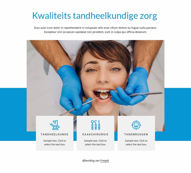 Tandheelkundige zorg van hoge kwaliteit Html Website Builder