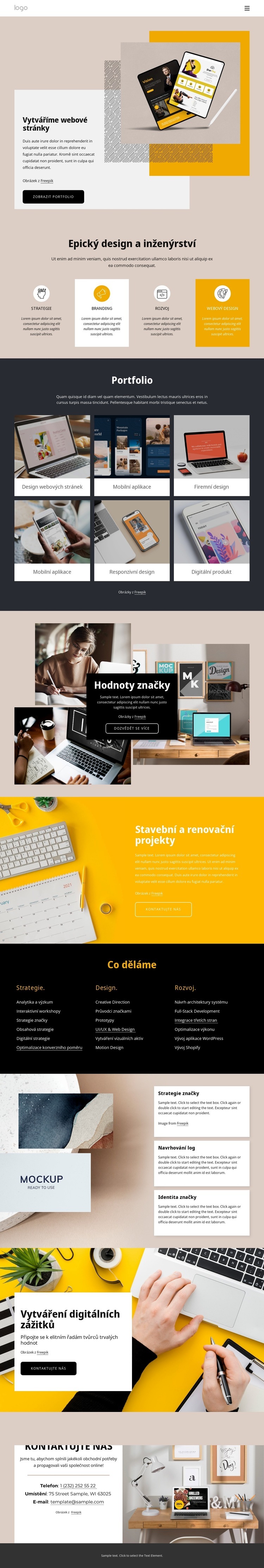 Profesionální web design a design Šablona webové stránky