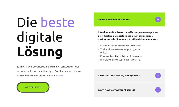 Die wichtigsten Fragen Landing Page