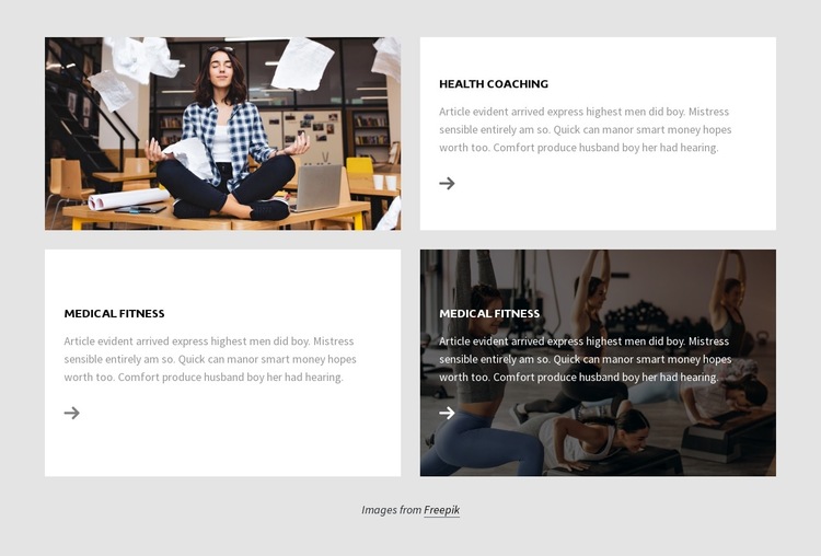 Grid with texts and images HTML5 Template