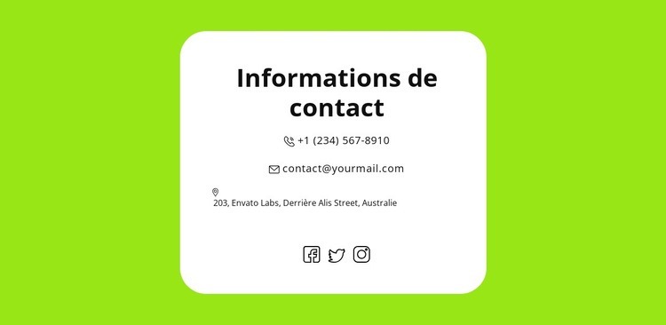 Contacts rapides Conception de site Web