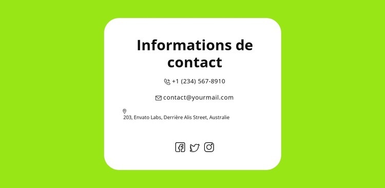 Contacts rapides Créateur de site Web HTML