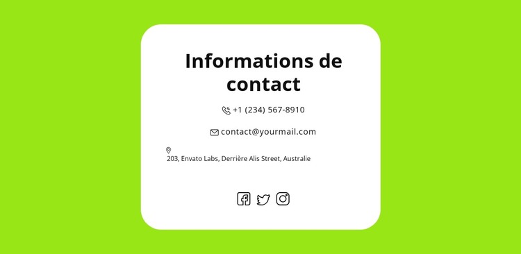 Contacts rapides Modèle HTML