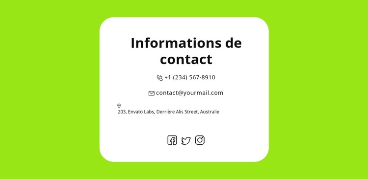 Contacts rapides Modèle de site Web