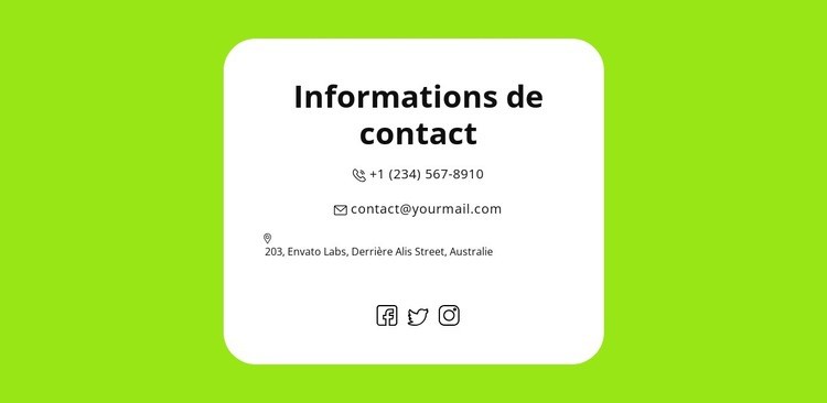 Contacts rapides Modèle d'une page