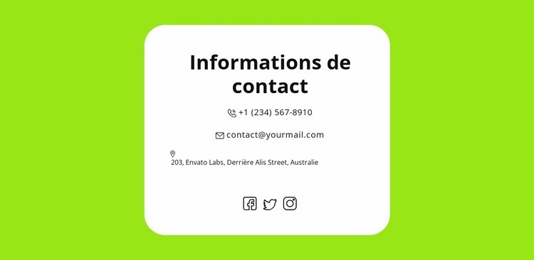 Contacts rapides Page de destination