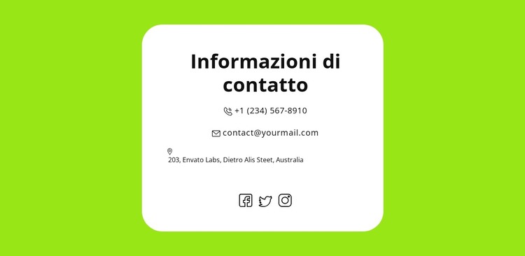 Contatti rapidi Modello HTML