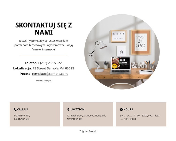 Skontaktuj się z nami projekt Projekt strony internetowej