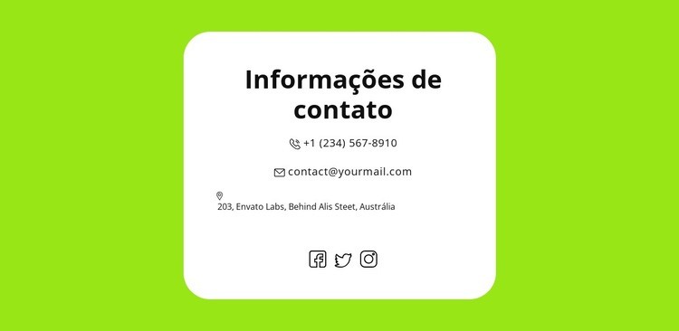 Contatos rápidos Landing Page